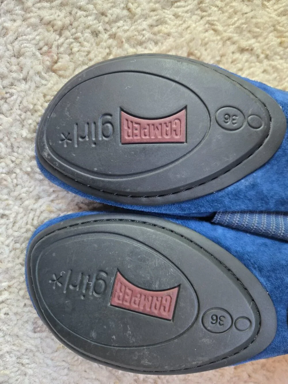 Camper Girls Nina Blue Suede Ballet Flats EU Size 36 Fits US Big Kids/Youth 4